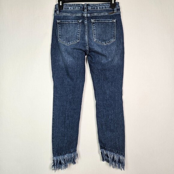 KANCAN Nala Mid Rise Frayed Hem Distressed Ankle Skinny Jean 5/26 KC8574D - Picture 8 of 12